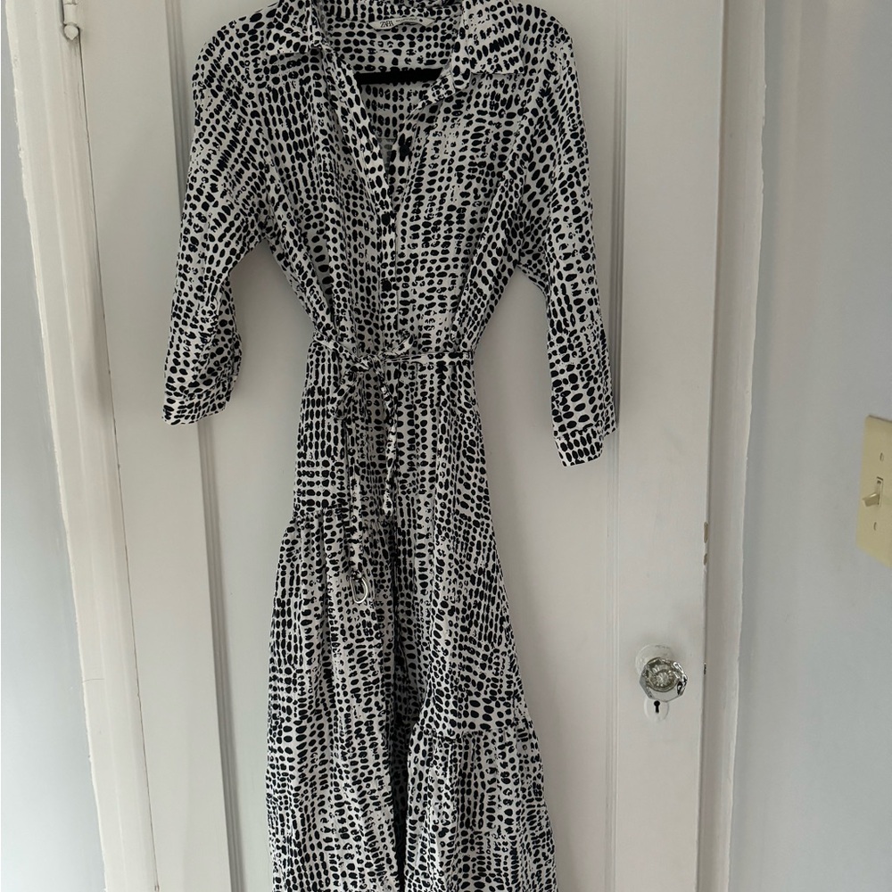 Zara Monochrome Long Sleeve Dress